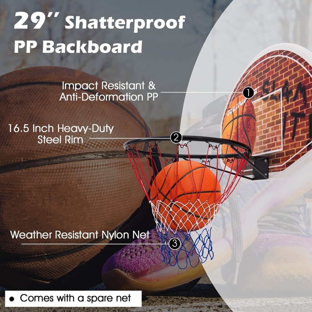 Wall Mounted Fan Backboard With 2 nets Basketball Hoop and Rim Outdoor Indoor Sports Image 7