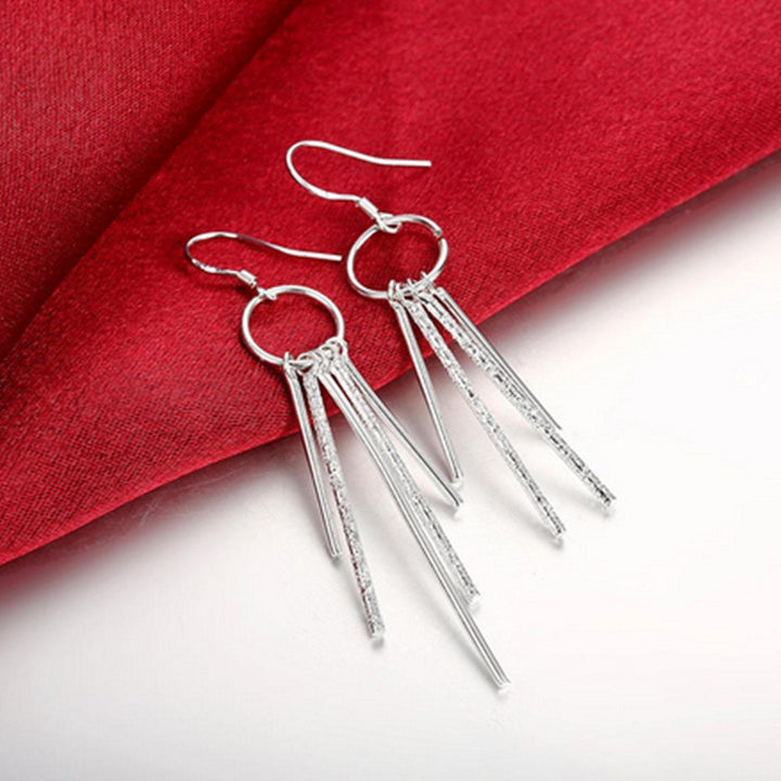 Sterling Silver Post Tassel Drop Dangle Earrings Image 1