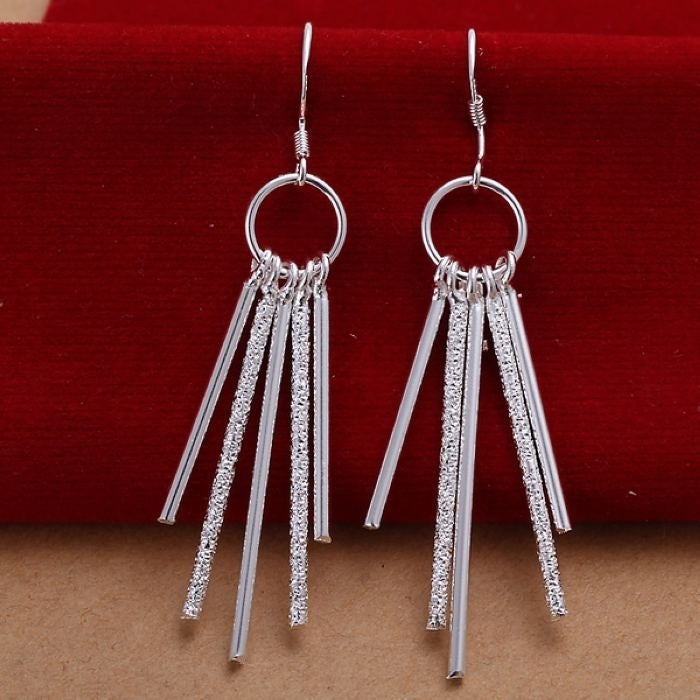 Sterling Silver Post Tassel Drop Dangle Earrings Image 3