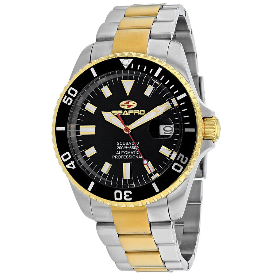 Seapro Mens Scuba 200 Black Dial Automatic Watch SP4326 Stainless Steel 20 ATM Image 1