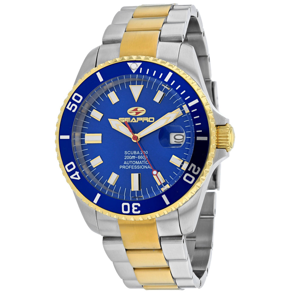 Seapro Mens Scuba 200 Blue Dial Automatic Watch SP4327 Stainless Steel Band Image 1