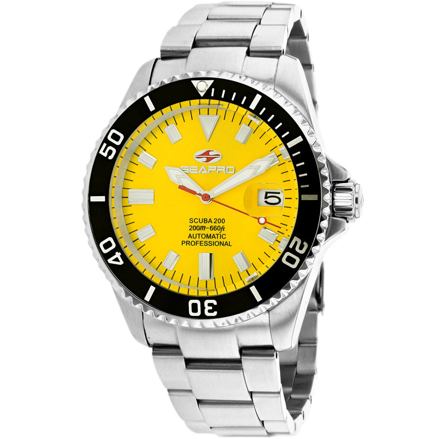 Seapro Mens Scuba Watch SP4314 Stainless Steel Yellow Dial Water Resistant 200m Image 1