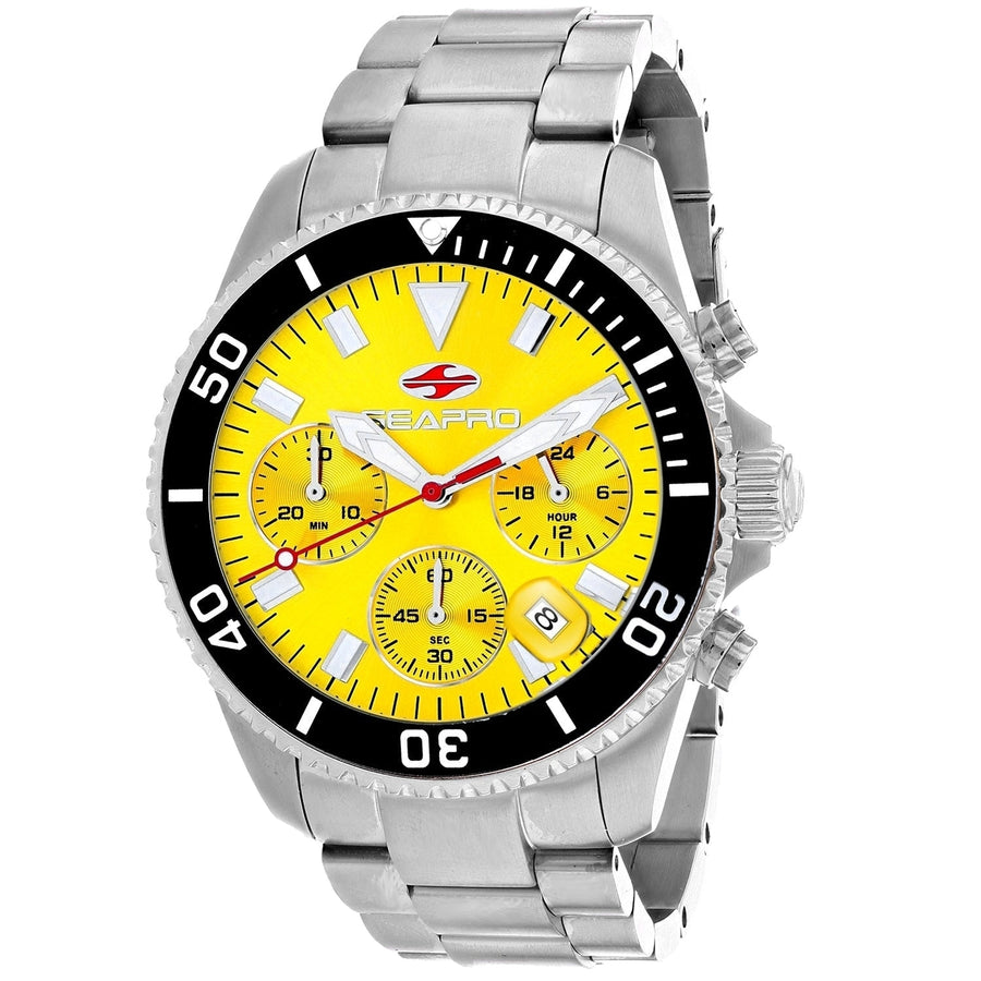 Seapro Mens Scuba 200 Chrono Yellow Dial Watch SP4354 Stainless Steel 200m Image 1