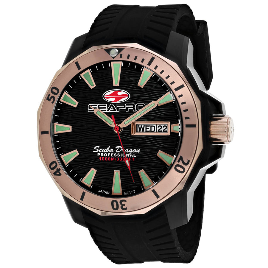 Seapro Mens Scuba Dragon Diver Watch Black Dial 1000M SP8323 Stainless Steel Image 1