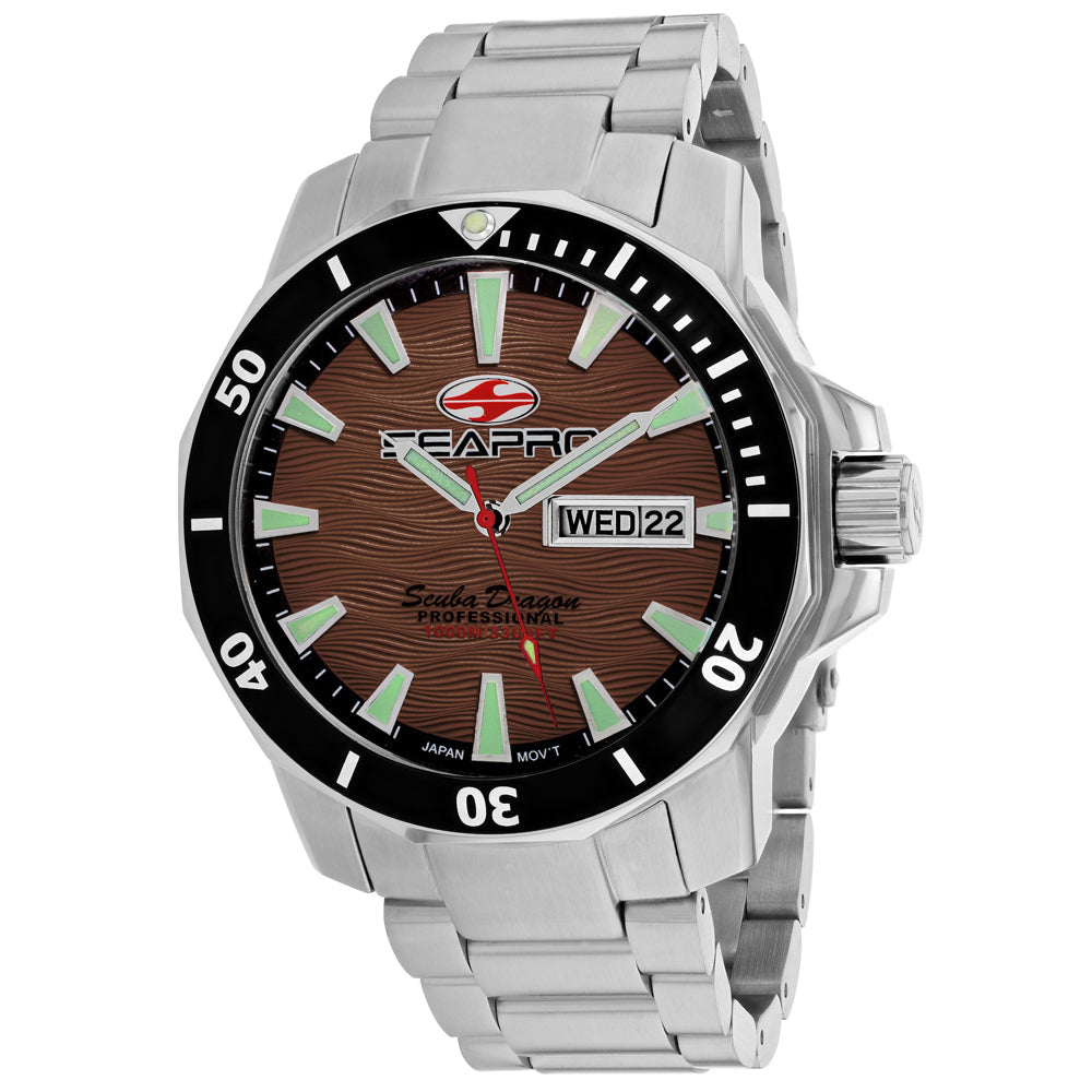 Seapro Mens Scuba Diver Watch SP8315S Brown Dial 1000 Meters Stainless Steel Image 1