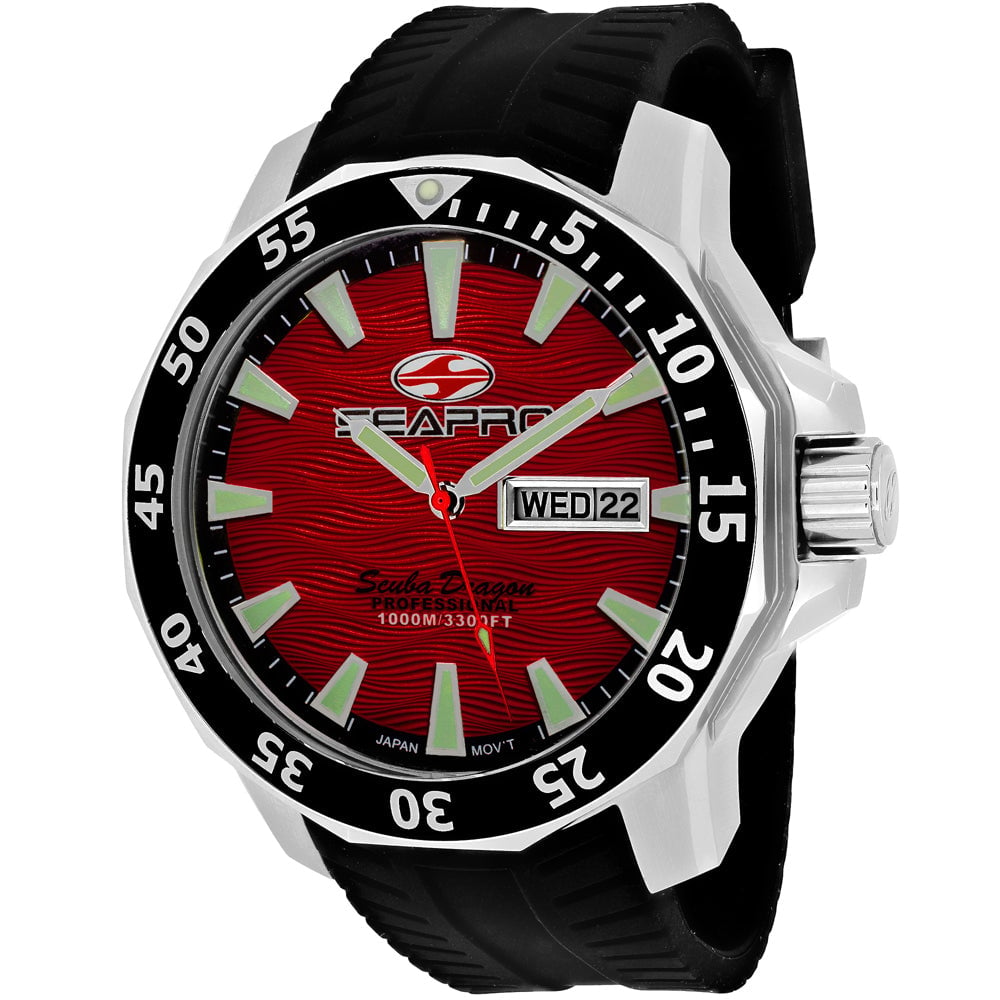 Seapro Dragon Diver Watch Red Dial 1000 Meters SP8317 Stainless Steel Quartz Image 1