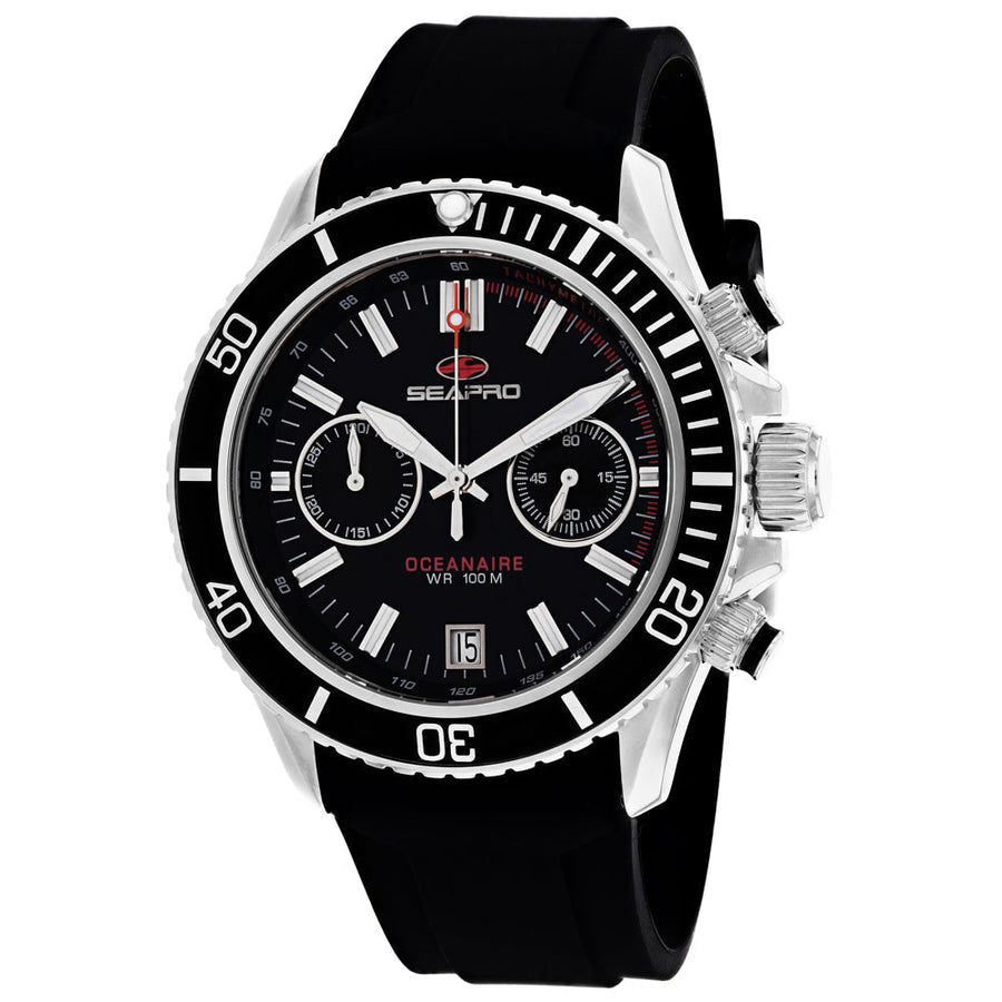 Seapro Mens Thrash Watch SP0330 Black Dial Stainless Steel Silicone Strap 100m Image 1