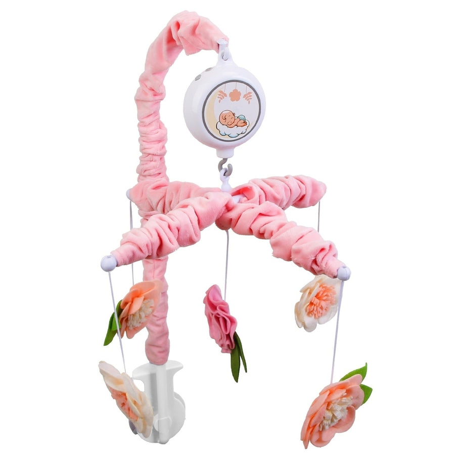 Musical Crib Mobile for Girls Baby Musical Crib Bed Bell Nursery Mobile with 12 Melodies 5 Flower Rattles 3 Modes Volume Image 1