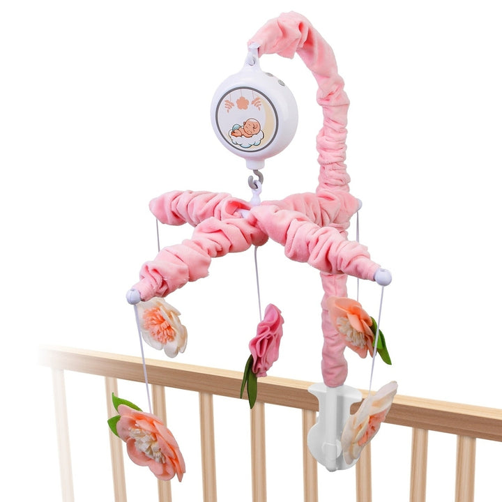 Musical Crib Mobile for Girls Baby Musical Crib Bed Bell Nursery Mobile with 12 Melodies 5 Flower Rattles 3 Modes Volume Image 10