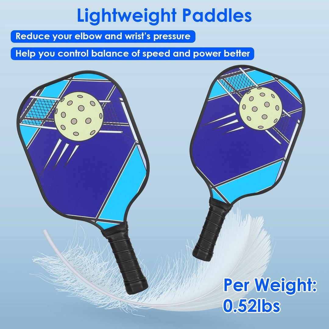 1Pc Pickleball Set 2 Fiberglass Paddles 4 Outdoor Indoor Balls Portable Carry Bag 2 Cooling Towel Lightweight Ergonomic Image 2