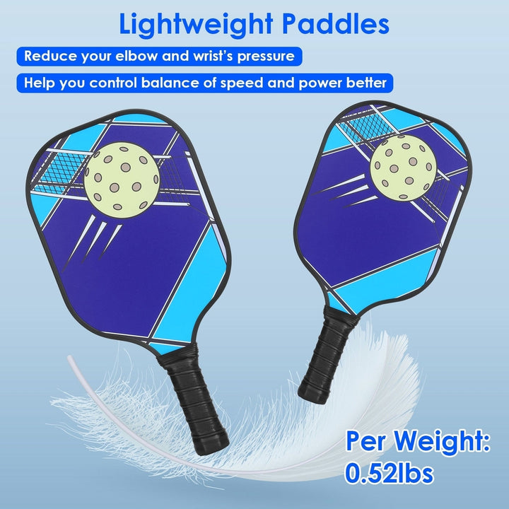 1Pc Pickleball Set 2 Fiberglass Paddles 4 Outdoor Indoor Balls Portable Carry Bag 2 Cooling Towel Lightweight Ergonomic Image 2