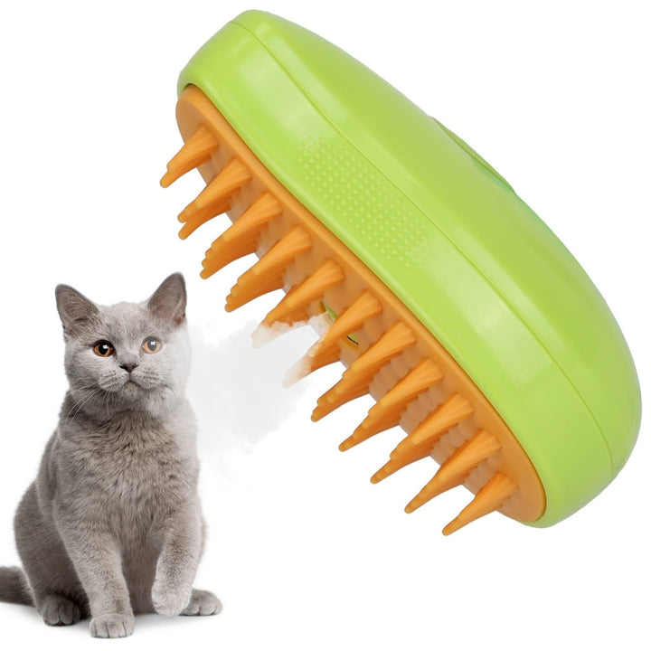 3 In 1 Cat Grooming Steam Brush Hair Brush with Steamer Pet Massage Comb Cleaning Brush for Cats Dogs USB Rechargeable Image 1