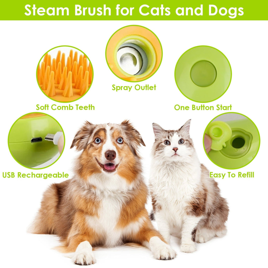 3 In 1 Cat Grooming Steam Brush Hair Brush with Steamer Pet Massage Comb Cleaning Brush for Cats Dogs USB Rechargeable Image 6