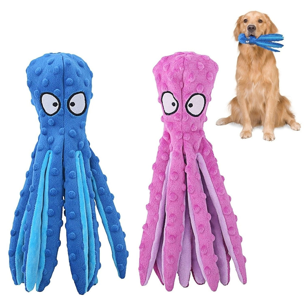 2Pcs Squeaky Dog Toys No Stuffing Crinkle Plush Octopus Dog Teething Toy Interactive Dog Toy Dog Training Toy Image 2