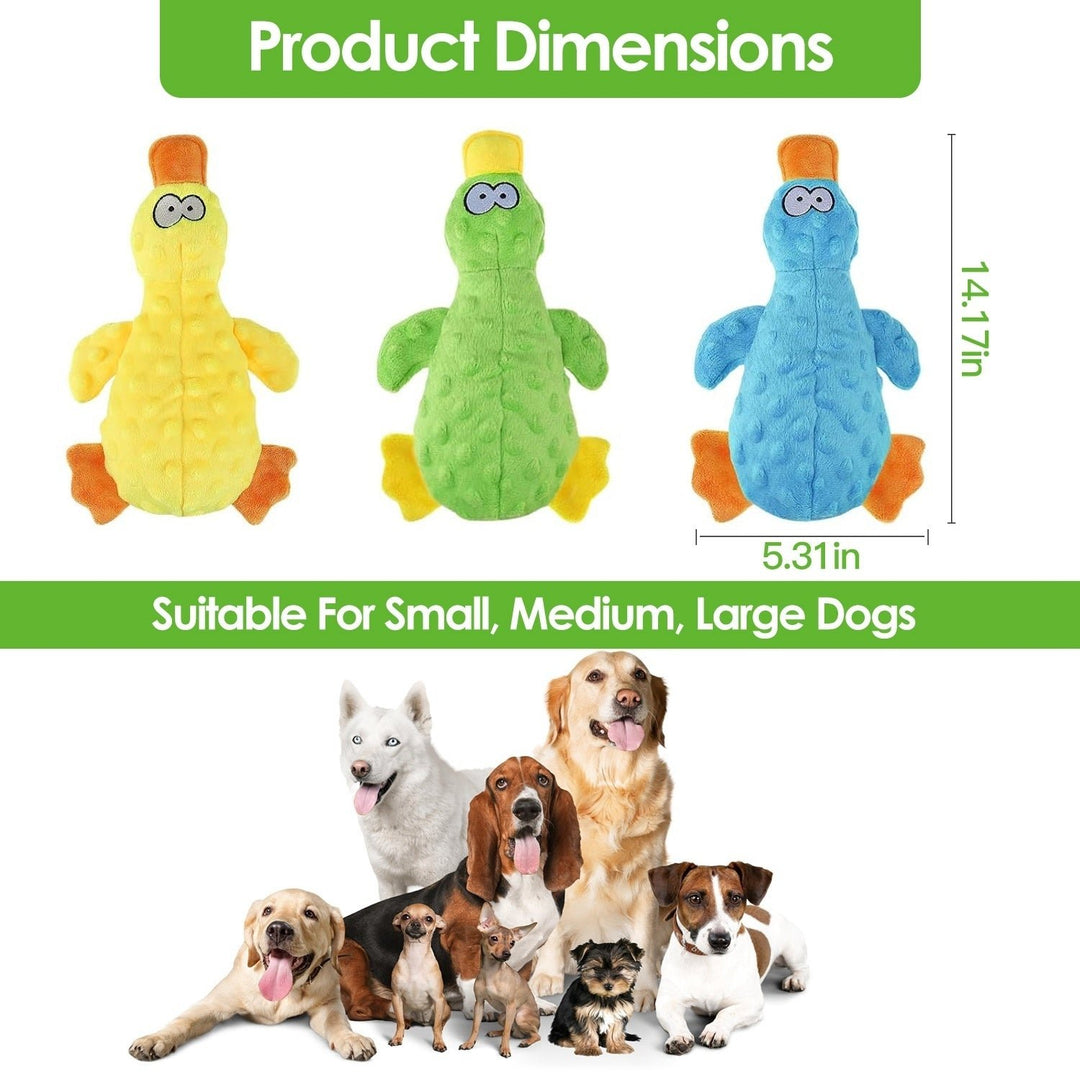 3Pcs Duck-Shaped Dog Plush Toy With Squeaky Ball Crinkle Paper Cute Interactive Puppy Toy or Aggressive Chewer For Small Image 7