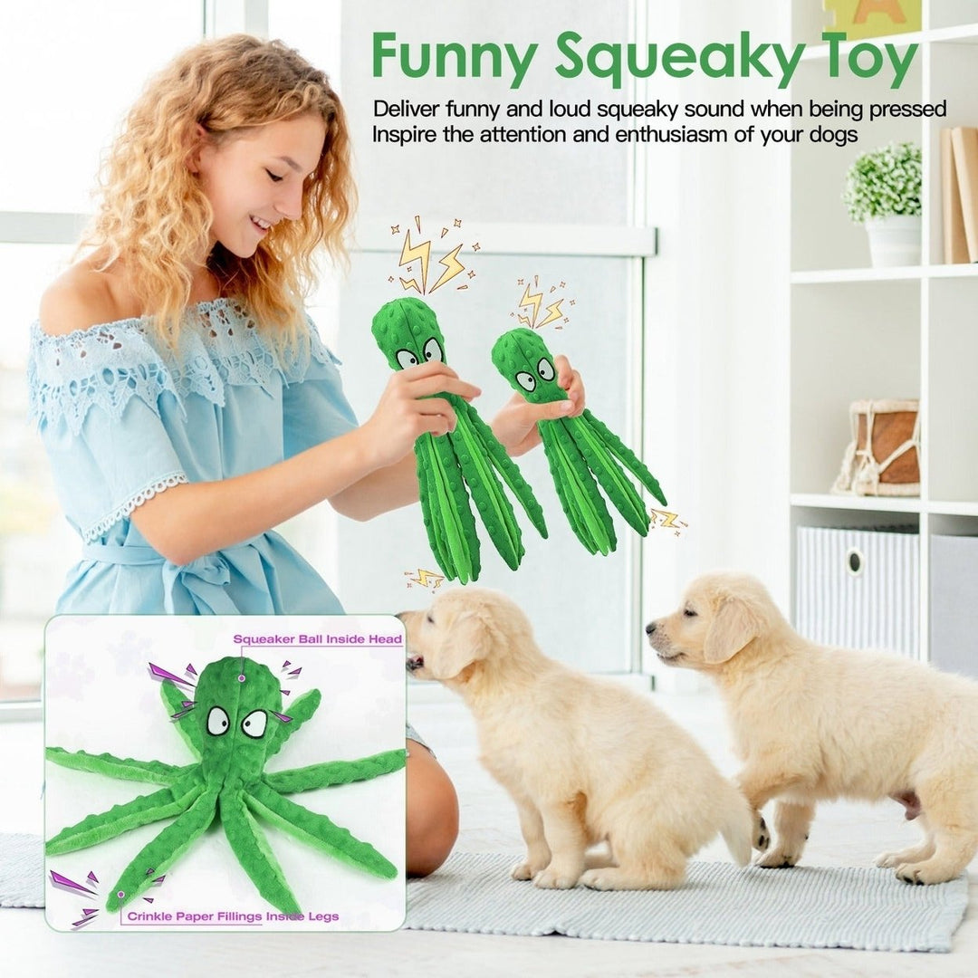 2Pcs Squeaky Dog Toys No Stuffing Crinkle Plush Octopus Dog Teething Toy Interactive Dog Toy Dog Training Toy Image 4