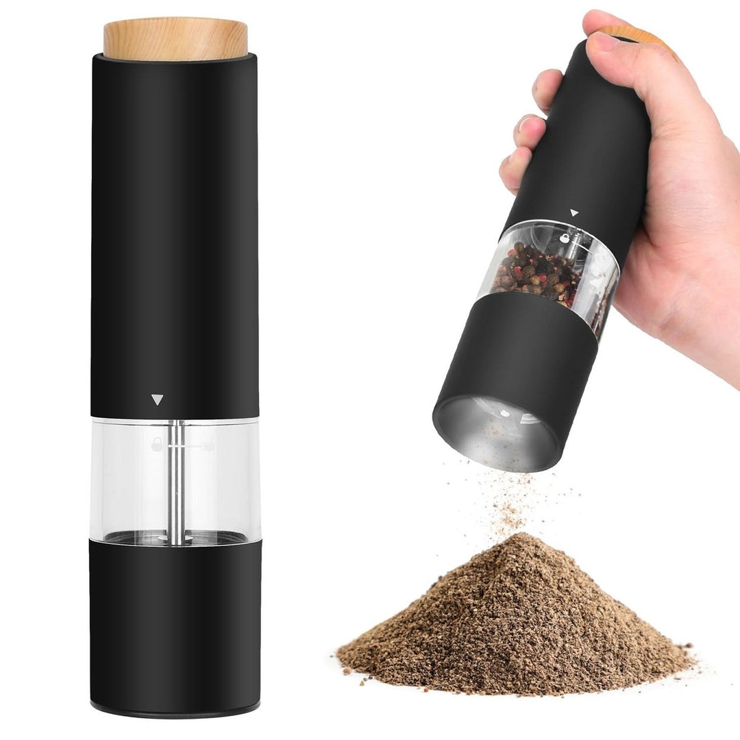 2Pcs Electric Salt and Pepper Grinder Battery Powered Salt Mill Sets With Adjustable Coarseness 1 Hand Easy Operation Image 1