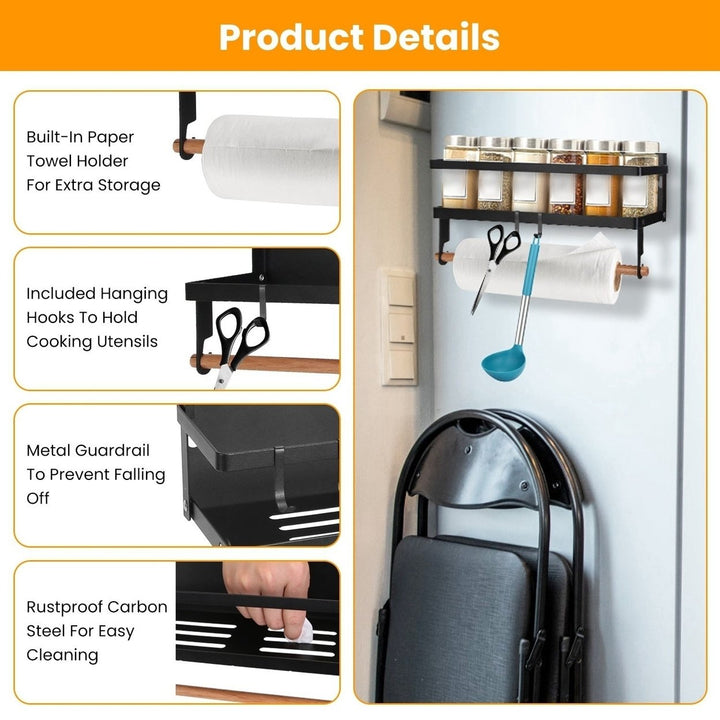 2Pcs Magnetic Spice Racks for Refrigerator With Paper Towel Holder Hooks Kitchen Space-Saving Foldable Fridge Magnet Image 4