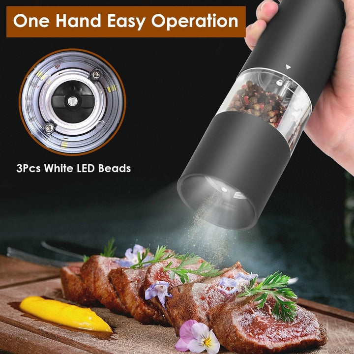 2Pcs Electric Salt and Pepper Grinder Battery Powered Salt Mill Sets With Adjustable Coarseness 1 Hand Easy Operation Image 3