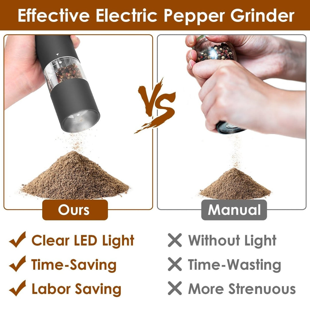 2Pcs Electric Salt and Pepper Grinder Battery Powered Salt Mill Sets With Adjustable Coarseness 1 Hand Easy Operation Image 7