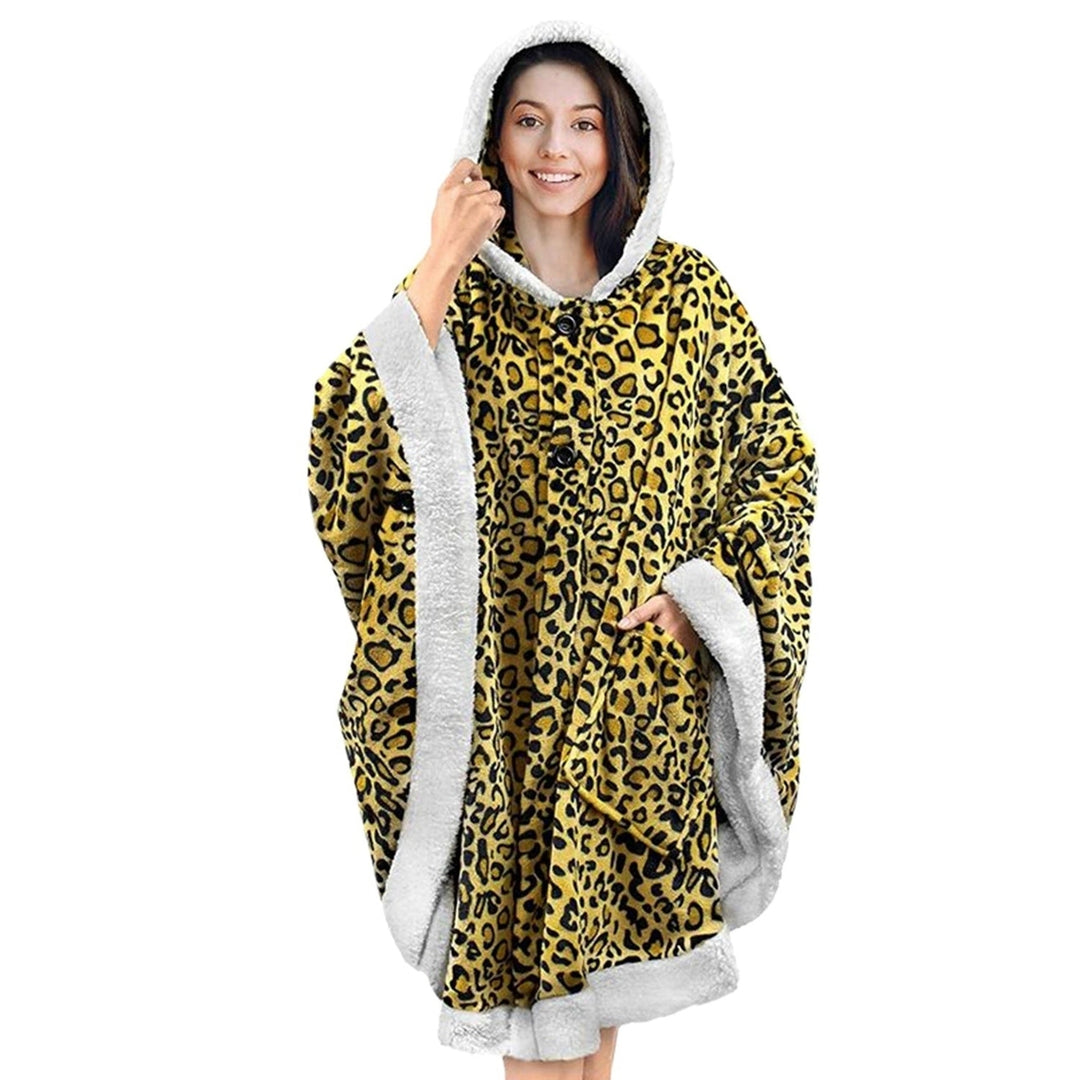 Hoodie Blanket Wrap Wearable Hoodie Snuggle Robe Sweatshirt Soft Lined Cuddle Poncho Cape with Hat 2 Pockets Buttons Image 1