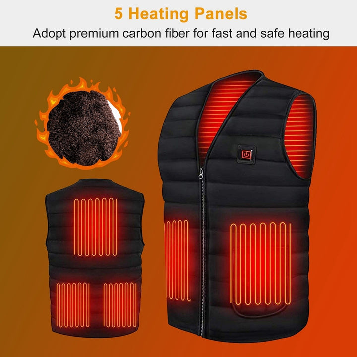 Heat Jacket Vest 3 Heating Gear Adjustable USB Heated Vest Warm Heat Coat Vest with 5 Heating Pads For Men Women Winter Image 6