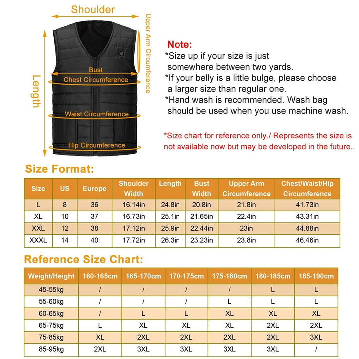 Heat Jacket Vest 3 Heating Gear Adjustable USB Heated Vest Warm Heat Coat Vest with 5 Heating Pads For Men Women Winter Image 4