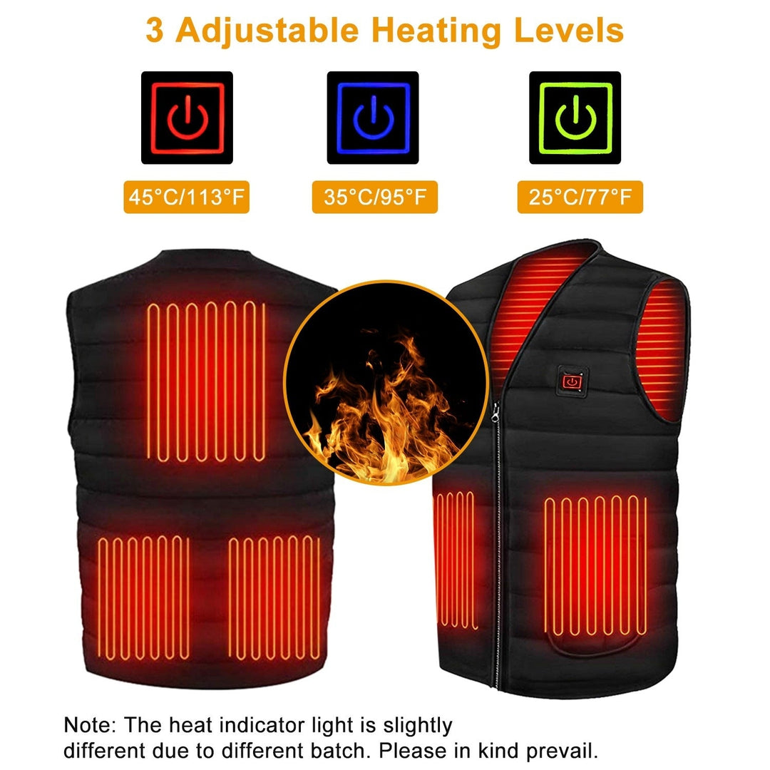 Heat Jacket Vest 3 Heating Gear Adjustable USB Heated Vest Warm Heat Coat Vest with 5 Heating Pads For Men Women Winter Image 7