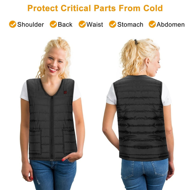 Heat Jacket Vest 3 Heating Gear Adjustable USB Heated Vest Warm Heat Coat Vest with 5 Heating Pads For Men Women Winter Image 10