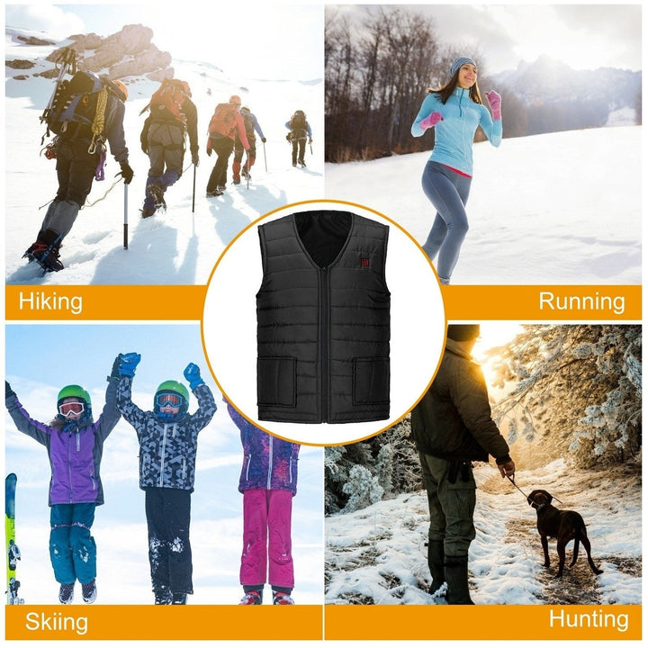 Heat Jacket Vest 3 Heating Gear Adjustable USB Heated Vest Warm Heat Coat Vest with 5 Heating Pads For Men Women Winter Image 11