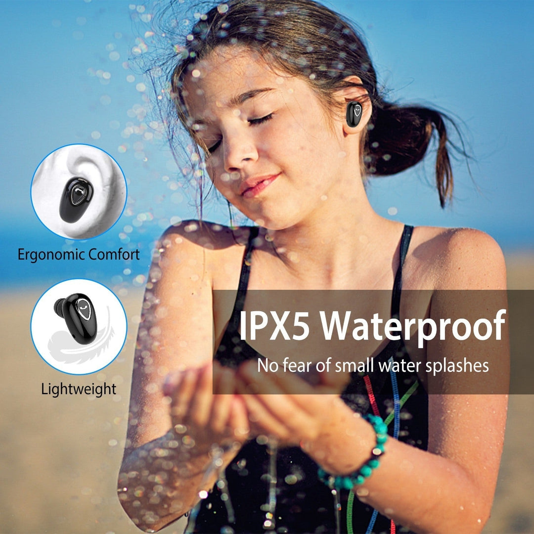 IPX5 Waterproof Unilateral Wireless Earbud Mini In-Ear Headset Rechargeable with Built-in Mic Charging Case Sweat Image 6