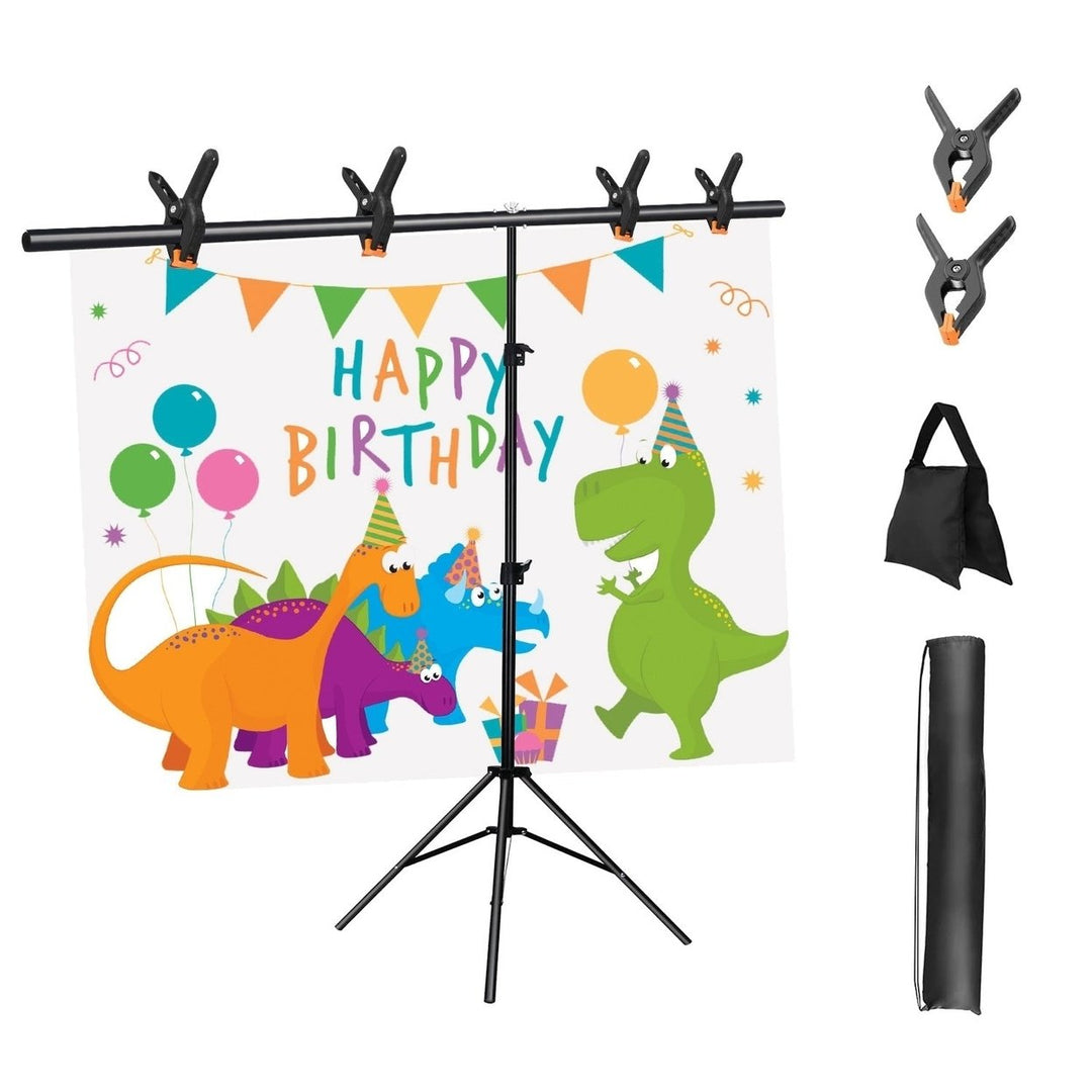 T Shape Photo Video Backdrop Stand Heavy Duty Background Stand Adjustable Photography Backdrop Stand with 6 Spring Image 10