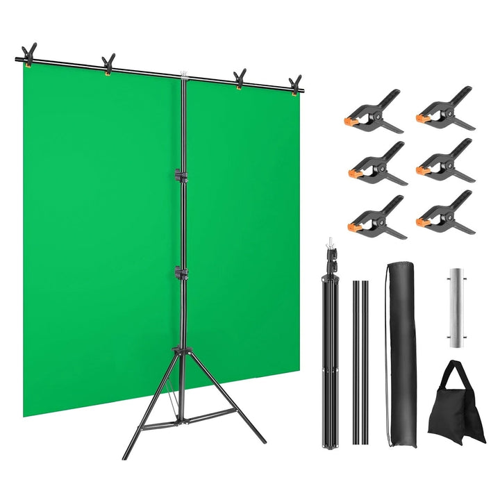 T Shape Photo Video Backdrop Stand Heavy Duty Background Stand Adjustable Photography Backdrop Stand with 6 Spring Image 11