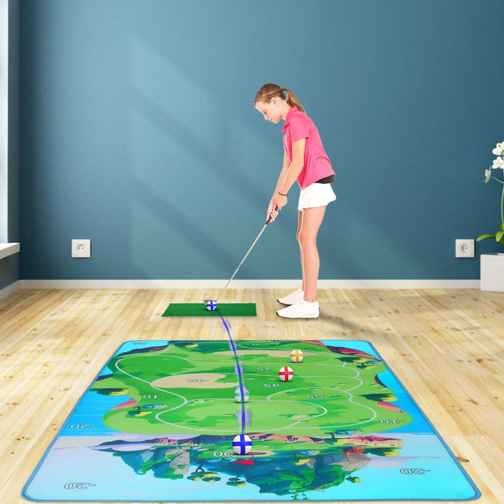 Casual Golf Game Set Indoor Outdoor Golf Pratice Mat Chipping Green Golf Yard Games for Kids Adults with 20 Sticky Golf Image 1