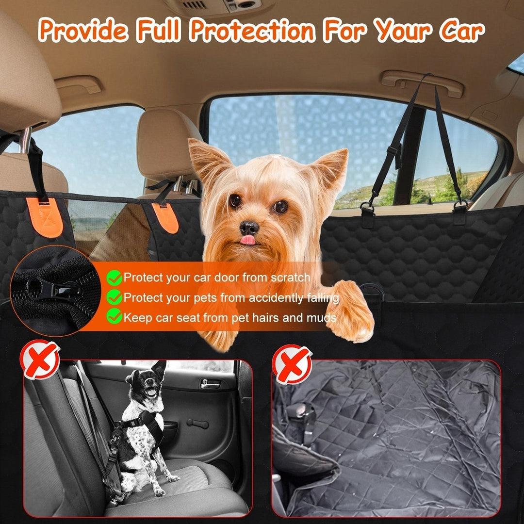 Dog Car Back Seat Cover With Zipper Mesh Window Storage Bags Waterproof 600D Oxford Cloth Car Seat Protector With Slide Image 3