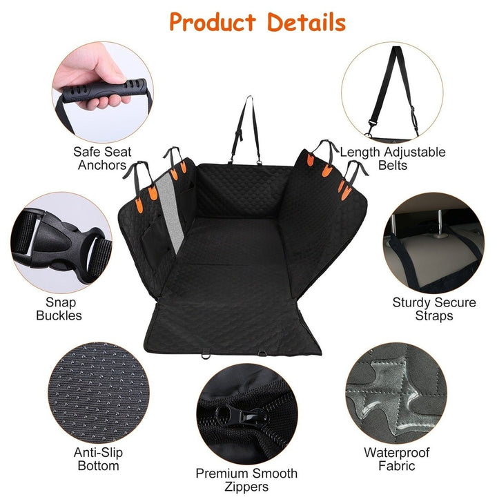 Dog Car Back Seat Cover With Zipper Mesh Window Storage Bags Waterproof 600D Oxford Cloth Car Seat Protector With Slide Image 4