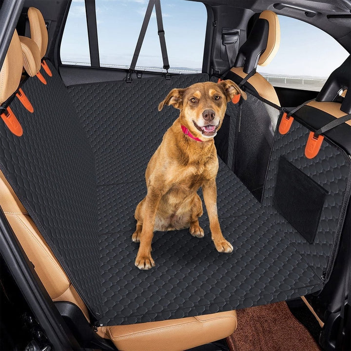 Dog Car Back Seat Cover With Zipper Mesh Window Storage Bags Waterproof 600D Oxford Cloth Car Seat Protector With Slide Image 10