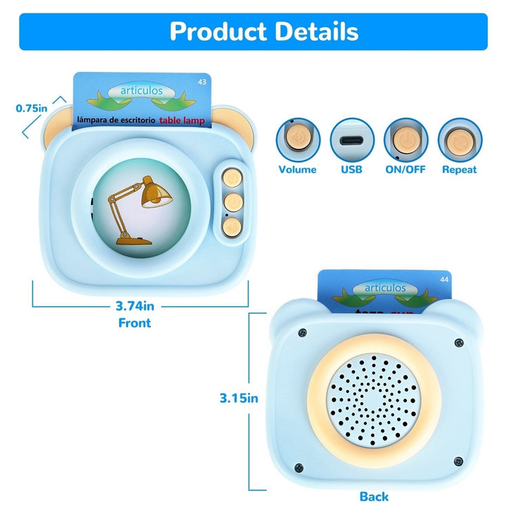 Spanish English Talking Flash Cards 224 Sight Words Bilingual Flash Cards Rechargeable Card Early Education Device Image 7