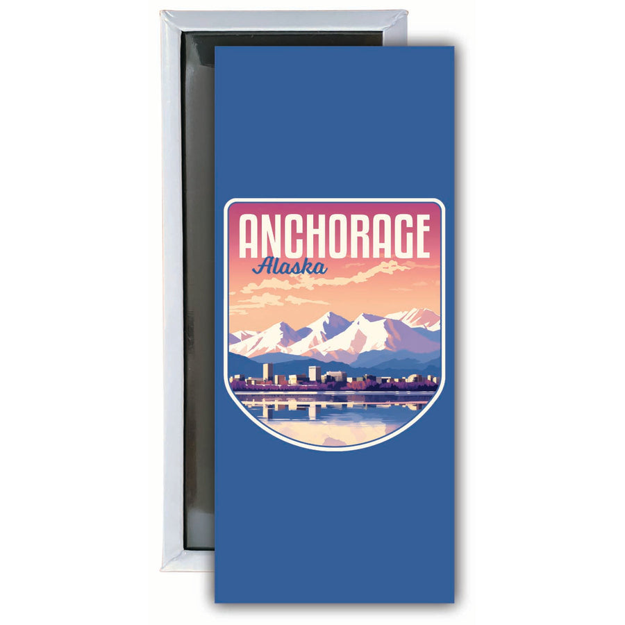 Anchorage Alaska Aesthetic Cityscape Design Souvenir Fridge Magnet 4.75 x 2 Inch Image 1