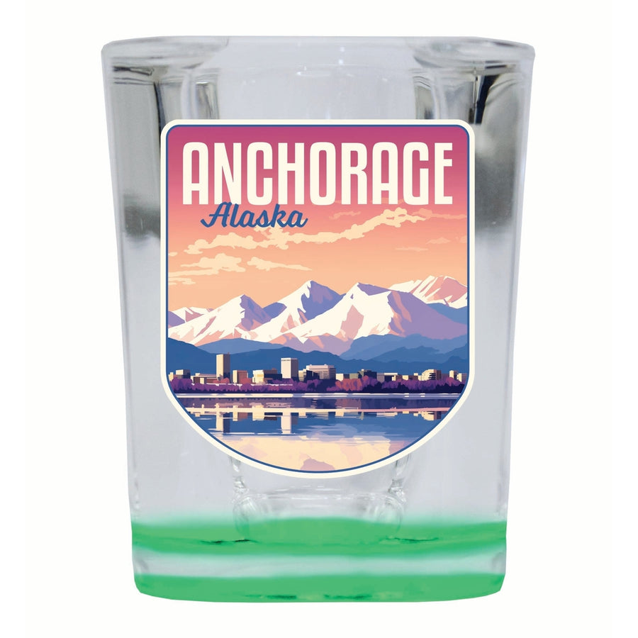 Anchorage Alaska Aesthetic Cityscape Design Souvenir 2 Ounce Shot Glass Square Image 1