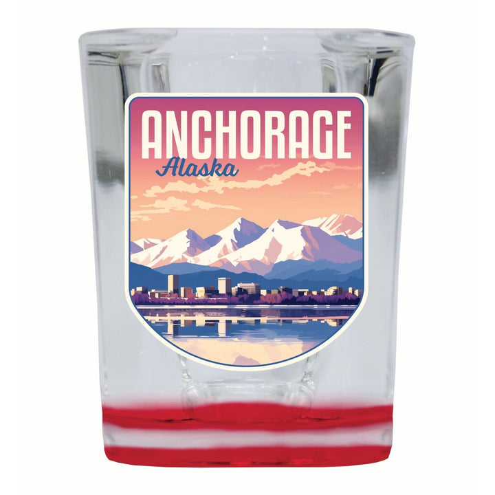 Anchorage Alaska Aesthetic Cityscape Design Souvenir 2 Ounce Shot Glass Square Image 2