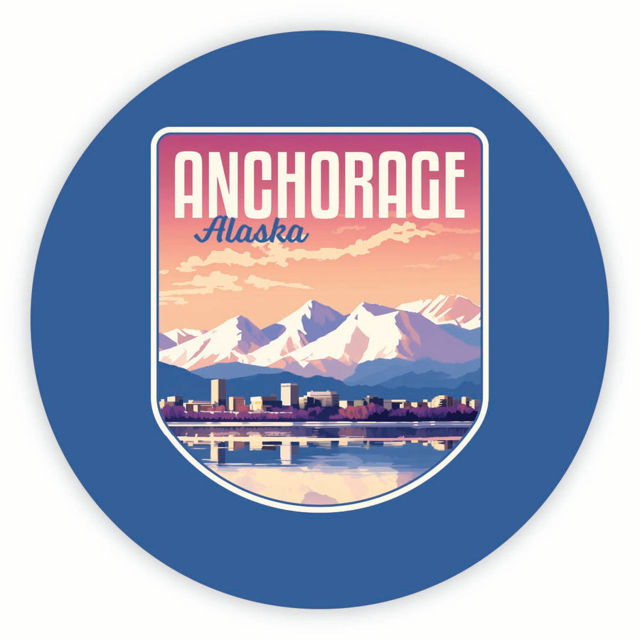 Anchorage Alaska Aesthetic Cityscape Design Souvenir Round Fridge Magnet Image 1