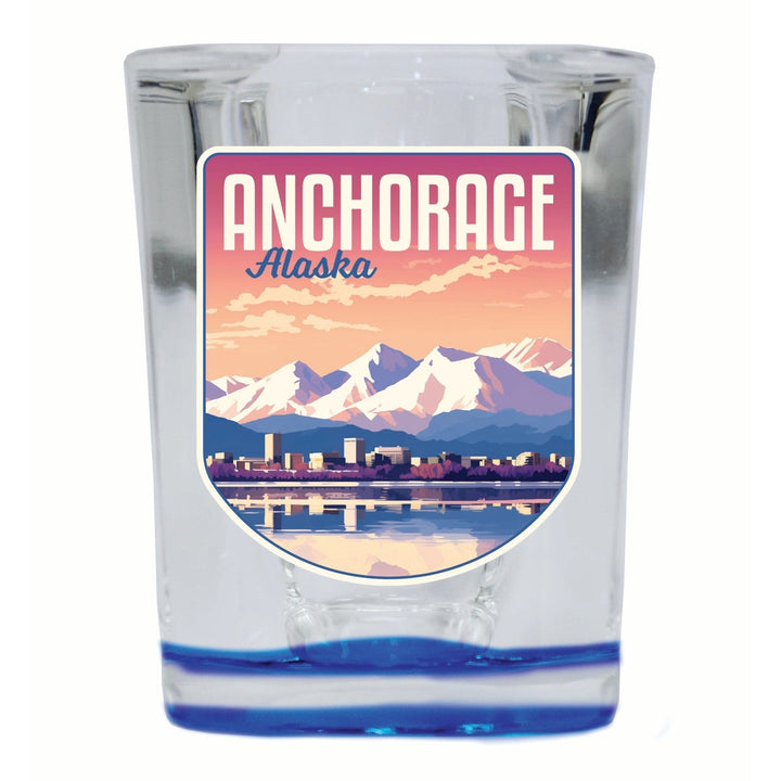 Anchorage Alaska Aesthetic Cityscape Design Souvenir 2 Ounce Shot Glass Square Image 4