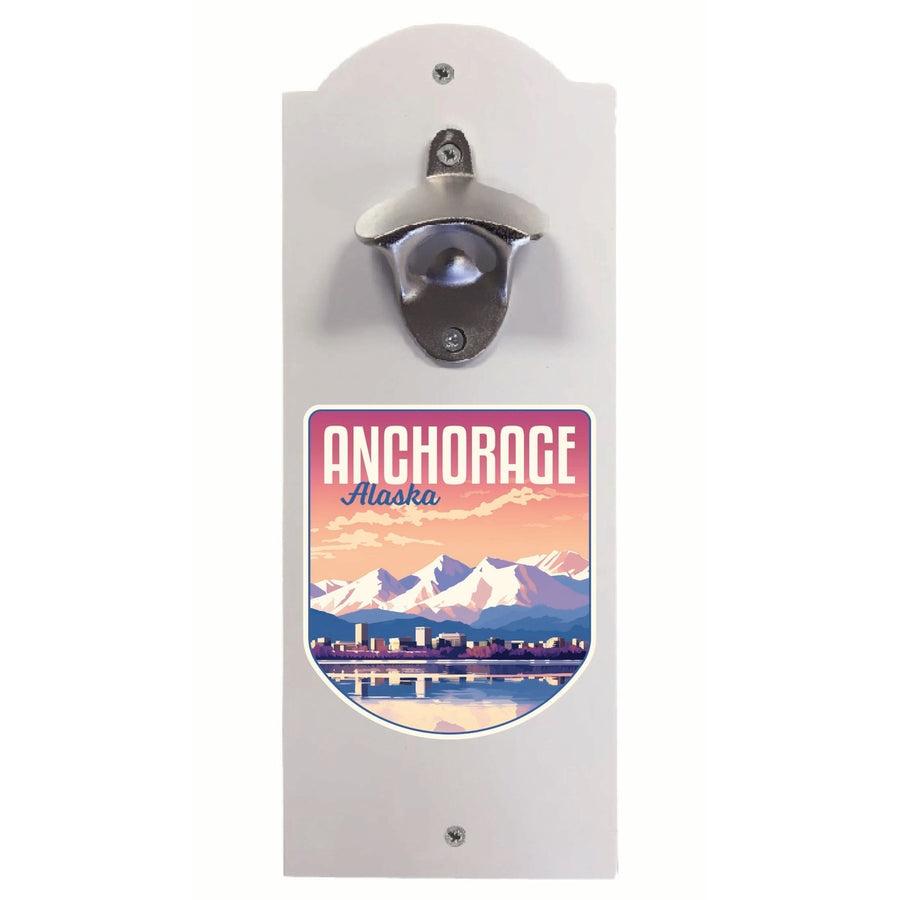 Anchorage Alaska Aesthetic Cityscape Design Souvenir Wall mounted bottle opener Image 1