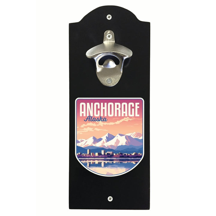 Anchorage Alaska Aesthetic Cityscape Design Souvenir Wall mounted bottle opener Image 1