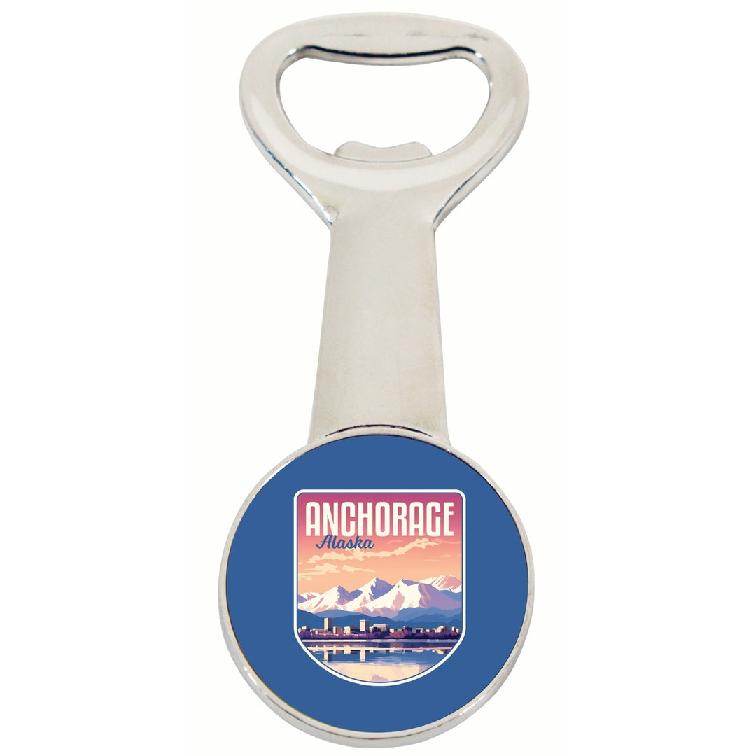 Anchorage Alaska Aesthetic Cityscape Design Souvenir Magnetic Bottle Opener Image 1