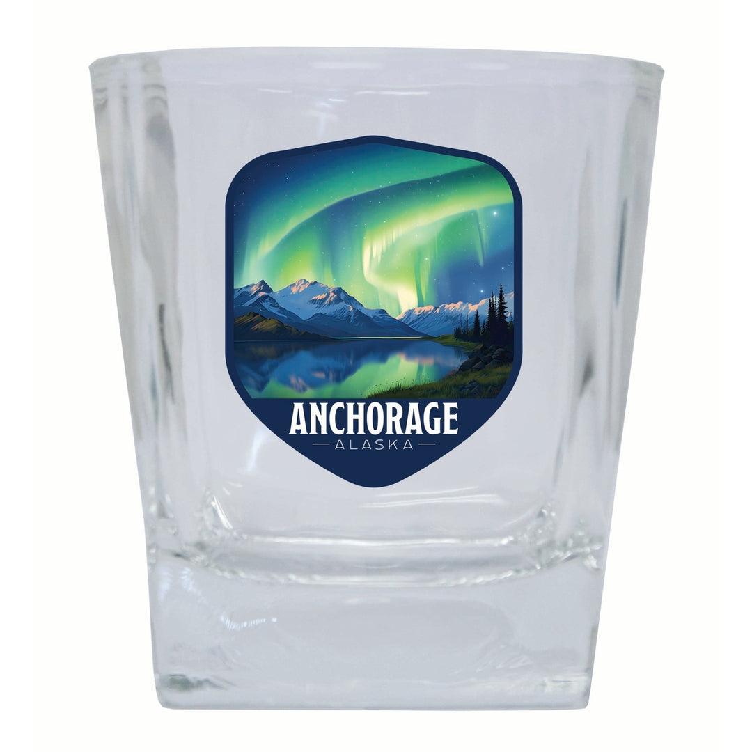 Anchorage Alaska Aurora Borealis Design Souvenir 10 oz Whiskey Glass Rocks Glass Image 1