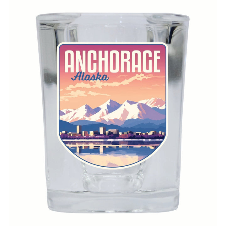 Anchorage Alaska Aesthetic Cityscape Design Souvenir 2 Ounce Shot Glass Square Image 4