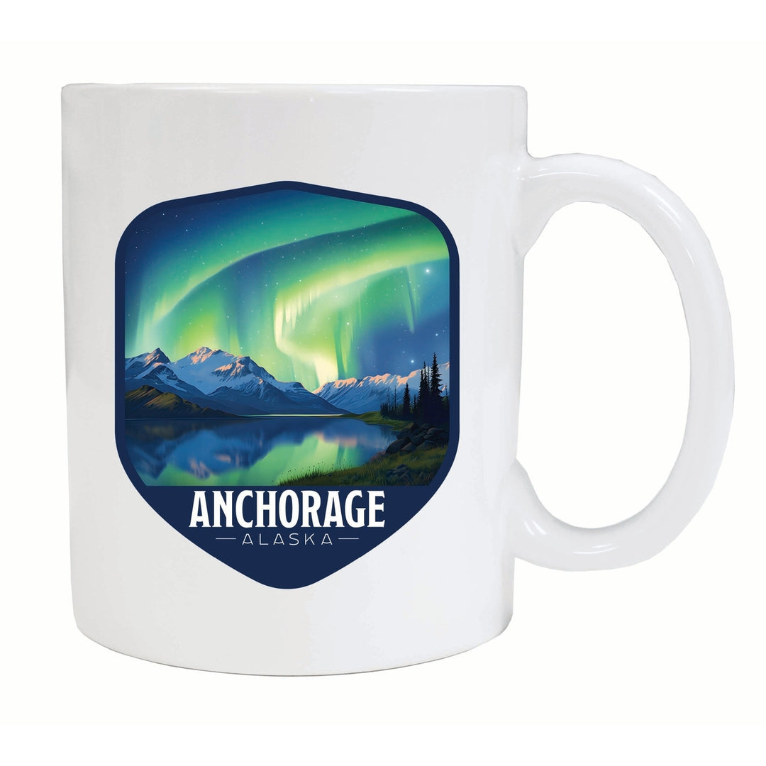 Anchorage Alaska Aurora Borealis Design Souvenir 12 oz Ceramic Coffee Mug Image 1