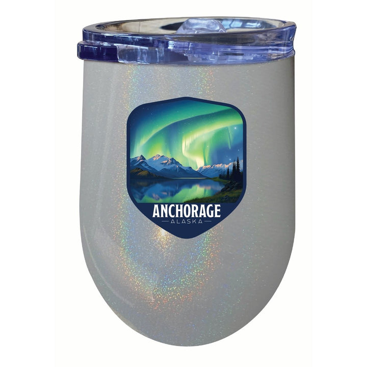 Anchorage Alaska Aurora Borealis Design Souvenir 12 oz Insulated Wine Stainless Steel Tumbler Image 1